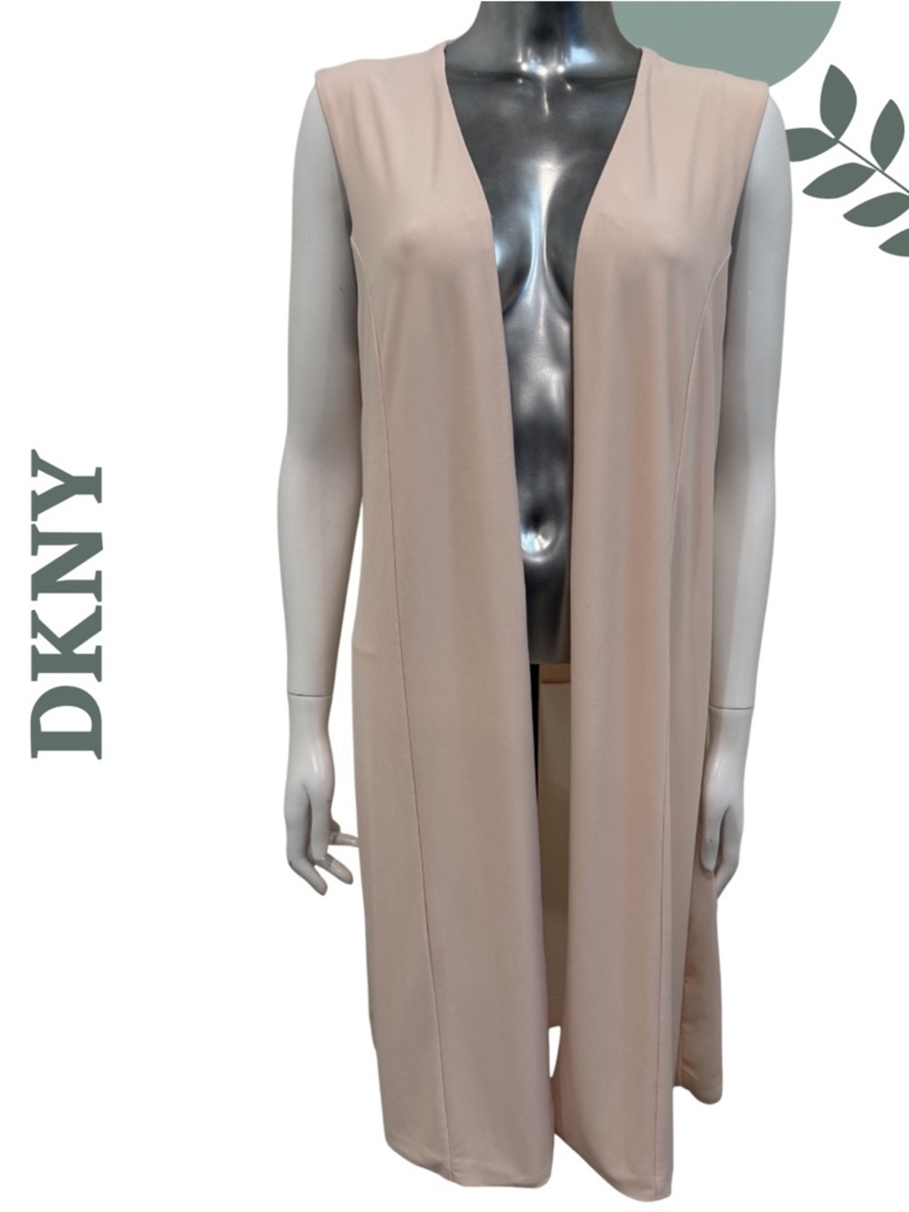 DKNY Blush Pink Sleeveless Duster Vest Size Medium - Picture 3 of 7